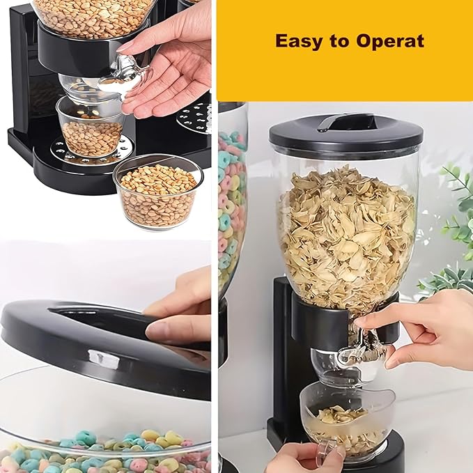 SOONHUA Cereal Dispenser for Countertop, 6L Large Capacity Cereal Container Storage, 67.6oz/2L Canisters Dry Food Dispenser for Nuts, Grain, Oatmeal, Candies, Snacks Home Office Restaurant Decor