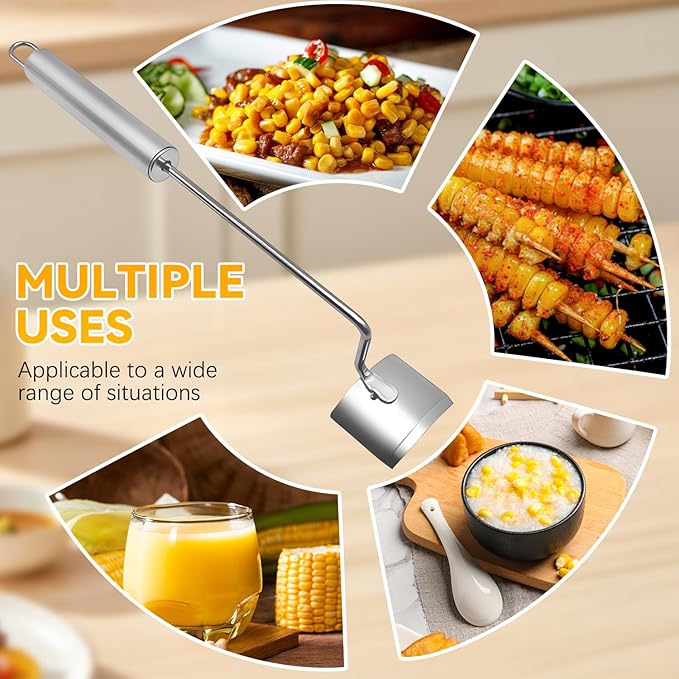 Corn Peeler for Corn On the Cob, NEW Long Handle Stainless Steel Corn Stripping Tool,Corn Cob Stripper Tool,Corn Peeler for Home Kitchen & Outdoor Dining (1PCS)