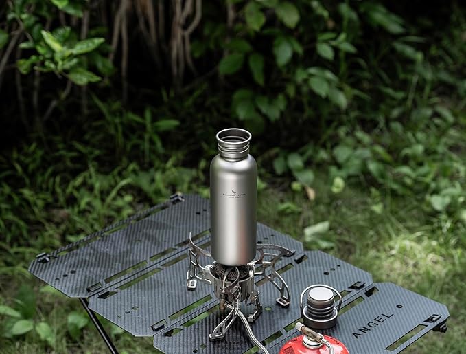 Boundless Voyage Titanium Water Bottle with Lid Wide Mouth Leak-Proof Reusable Sport Drinking Bottle for Camping Hiking Picnic Climbing Running Tea Coffee (600ml)