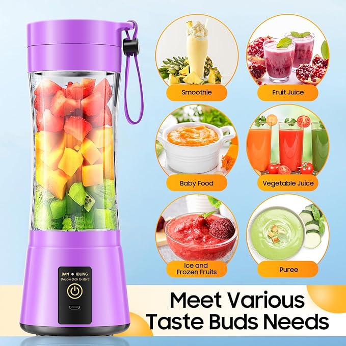 Cordless Personal Size Portable Blender - 380Ml Blender Smoothies and Shakes, BPA Free Traveling Juice Cup with Powerful Blending, Freshly Squeezed in Sports/Travel/Home, Mother's Day