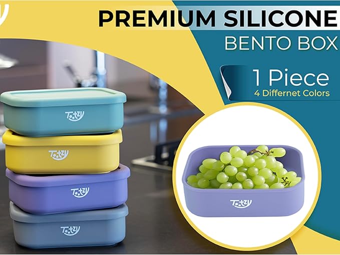 Premium Silicone Bento Box 30 oz – Reusable, Leakproof, BPA-Free Lunch Container – Microwave & Dishwasher Safe – Perfect for Dog Meals, School Lunch, Office, or Travel – Eco-Friendly (Yellow)