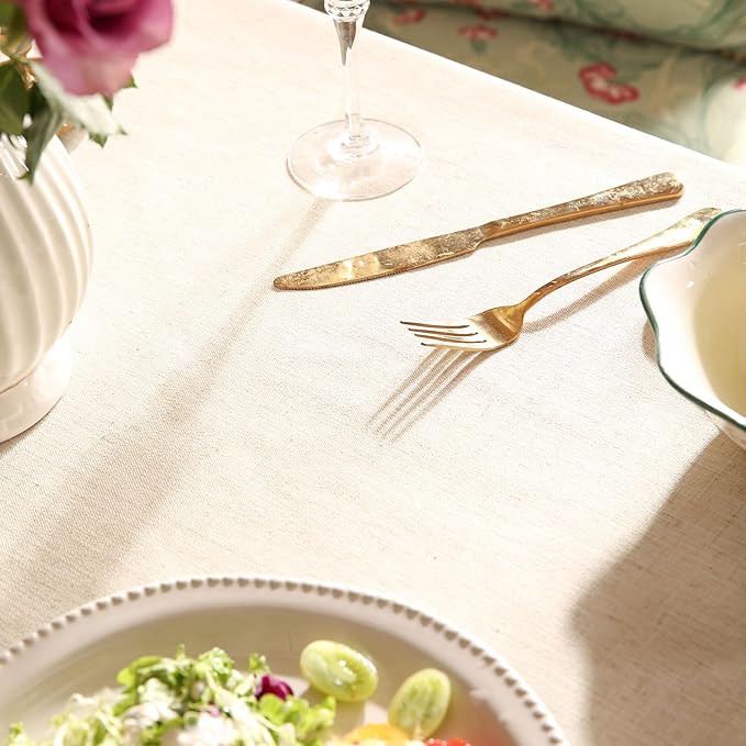 patdrea Designer Linen Green Tablecloth for Rectangle Table,Vintage Leaves Pattern Durable Table Cloth,Floral Decor Cover for Kitchen Dining,Christmas,Thanksgiving,Party,55"x87"-Cecilia D