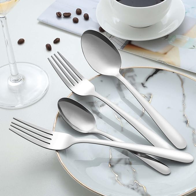 Pleafind 36-Pcs Dinner Spoons Set (7.4 inch), Spoons Silverware, Stainless Steel Spoon, Mirror Polished Tablespoon, Silverware Spoon for Home, Kitchen, Restaurant, Dishwasher Safe