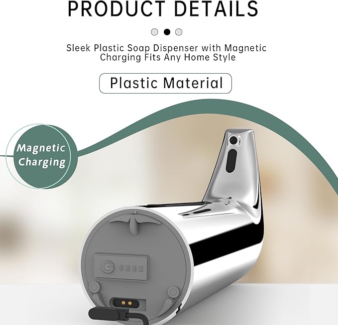 Automatic Soap Dispenser Touchless,400ML Hand & Dish Countertop Electric Liquid Rechargeable Dispenser with Sensor,Modern 4 Gear Adjustable Waterproof Kitchen Auto Soap Pump（Silver）
