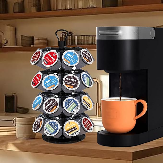 BLACKSMITH FAMILY K Cup Holders,K Cup Holder, K Cups Holder,K Cup Carousel, Coffee Pods Holder Storage Organizer Stand,Only Simple Assembly Required,Black