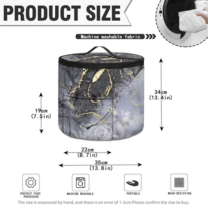 Electric Pressure Cooker Insulation Handbag Accessories Pockets Pressure Cooker Storage Bag Kitchen Decor, Rose Black Marble