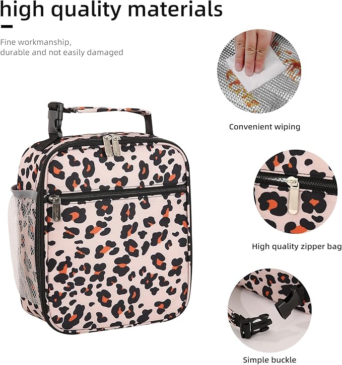 Lovoeo Lunch box Lunch bag for men women Insulated Lunchbox Lunch bags for Work Picnic Travel (Leopard)
