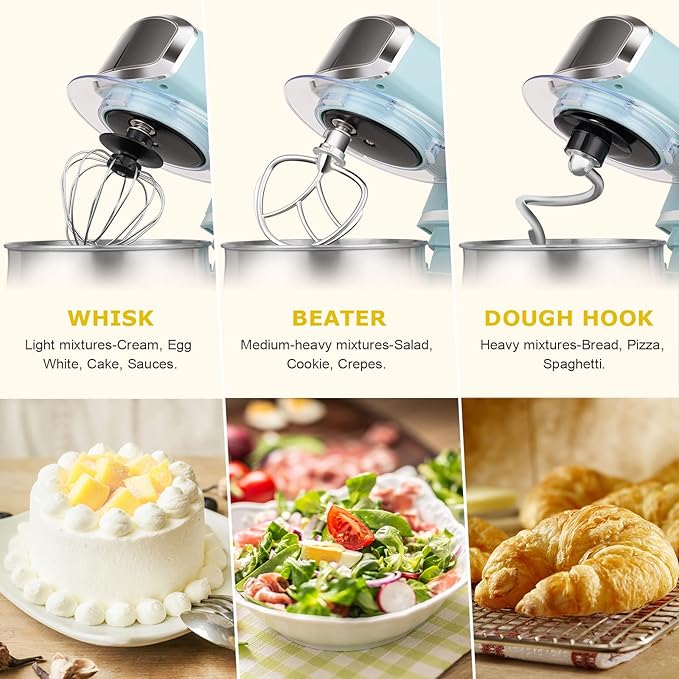 Kitchen in the box Stand Mixer,3.2Qt Small Electric Food Mixer,6 Speeds Portable Lightweight Kitchen Mixer for Daily Use with Egg Whisk,Dough Hook,Flat Beater