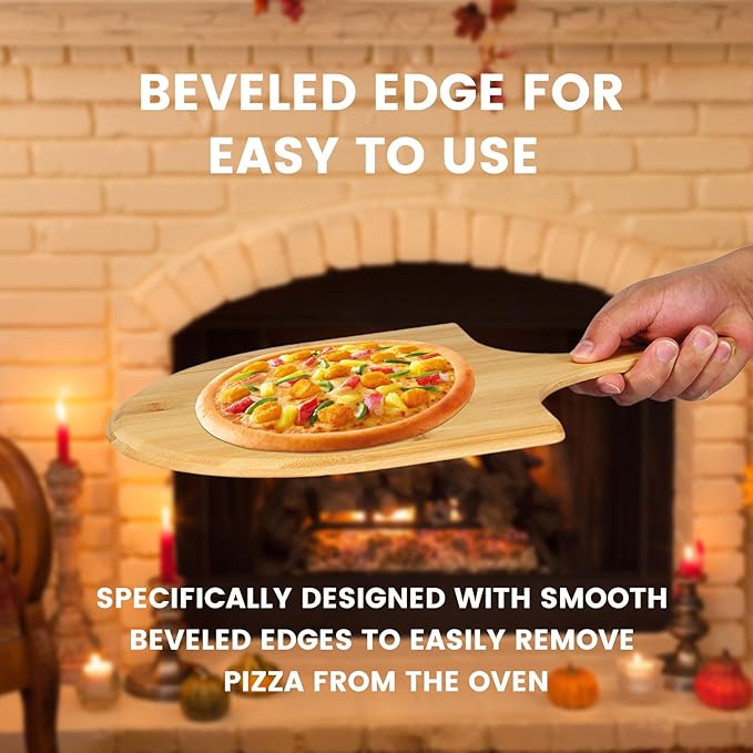 4Pack Natural Bamboo Pizza Spatula, Pizza Peel 11 Inch, Wooden Pizza Spatula Paddle Board for Home Pizza Cutting，Cheese, Bread,Fruit,Vegetable Oragaznie (4)