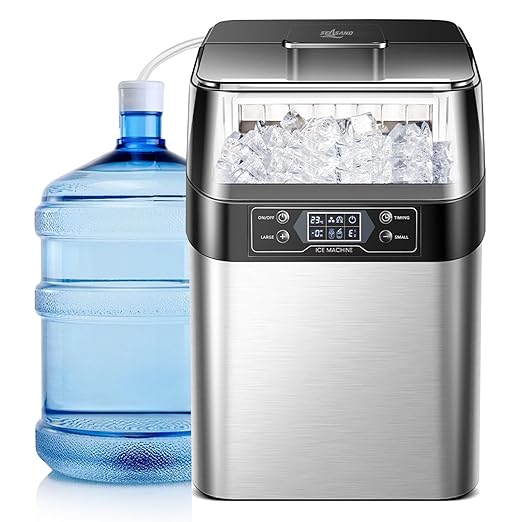 Ice Maker Countertop, 2 Ways to Add Water, 33lbs/24Hrs, 24 Pcs Ready in 13 Mins, Auto-Cleaning Portable Ice Maker with Basket and Scoop, for Home/Kitchen/RV/Camping, Silver