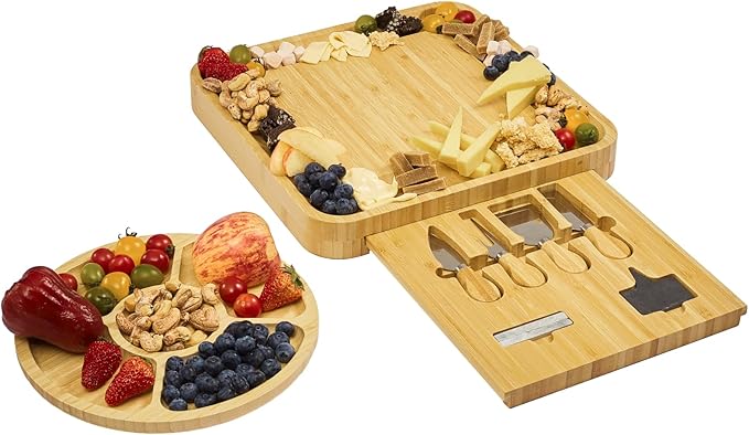 Personalized Charcuterie Board Cheese Board and Knife Set, Engagement Gifts, Customized Wedding Gifts for Couples Anniversary Gift Engraved Birthday House Warming Gifts (Cheese Board Set)