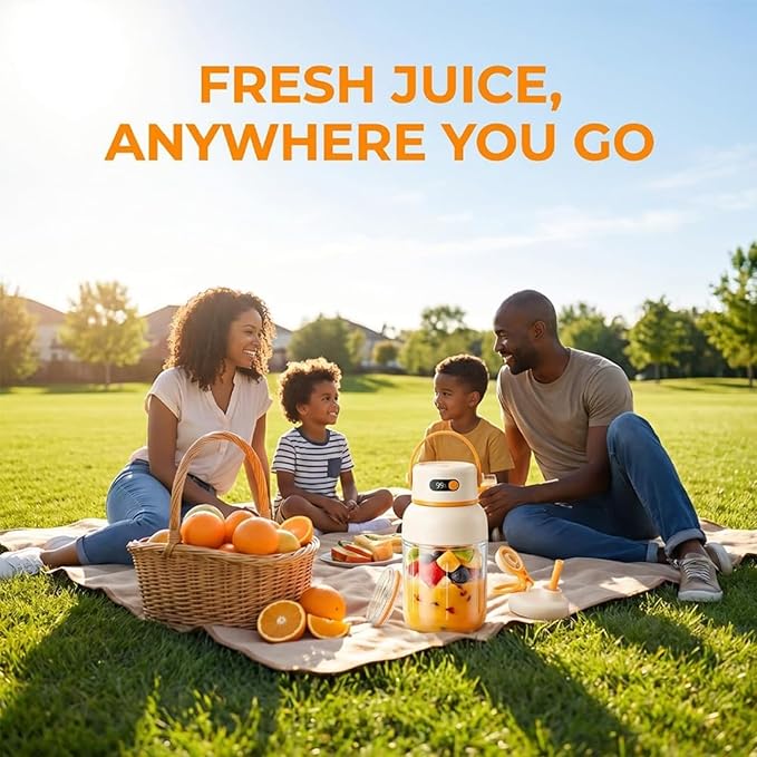 Multifunctional Portable Juicer Cup, Portable Electric Juicer Cup with Zero Cord Hassle, USB-C Rechargeable Travel Juicer for Home, Gym, Office and Outdoor (800ml, 1)