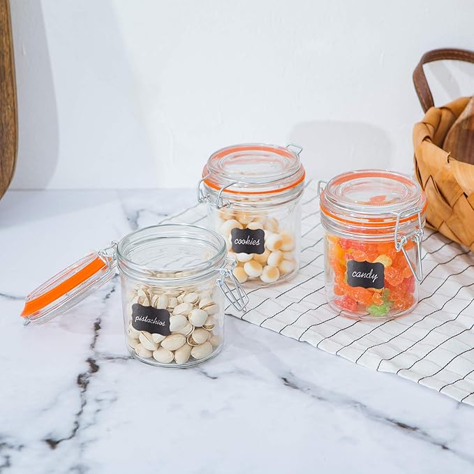 Glass Jars With Airtight Lids, Mason Jars 8 oz,Glass Jar With Leak Proof Rubber Gasket 250ml,Storage Jars With Hinged Lid for Home and Kitchen,12 Pack