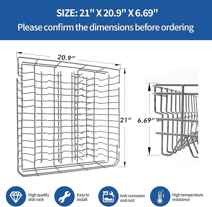 WPW10350382 W10350382 Dishwasher Upper Dishrack Replacement Compatible With Whirlpool Kenmore KitchenAid Ikea Amana Inglis Maytag Upper Dishrack Assembly Part Numbers W10082824 W10199801 W10321578