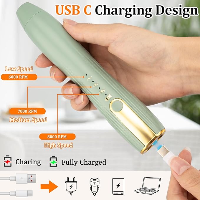 TonJin Frother Wand Rechargeable USB-C Milk Frother Handheld Mixer Electric with 2 Whisk Heads, 3 Speeds Adjustable Coffee Drink Mixer for Lattes, Matcha, Hot Chocolate, Egg, Matcha(Green)