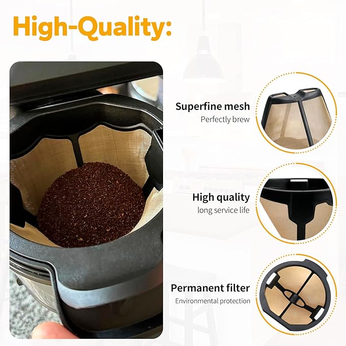 Coffee Filter Replacement for Ninja Coffee Maker - Cone Reusable Permanent Coffee Filter Compatible with Ninja Coffee Machine CM300 CM305 CM360 CM371 CM401, Replacement Parts for Ninja Coffee Maker