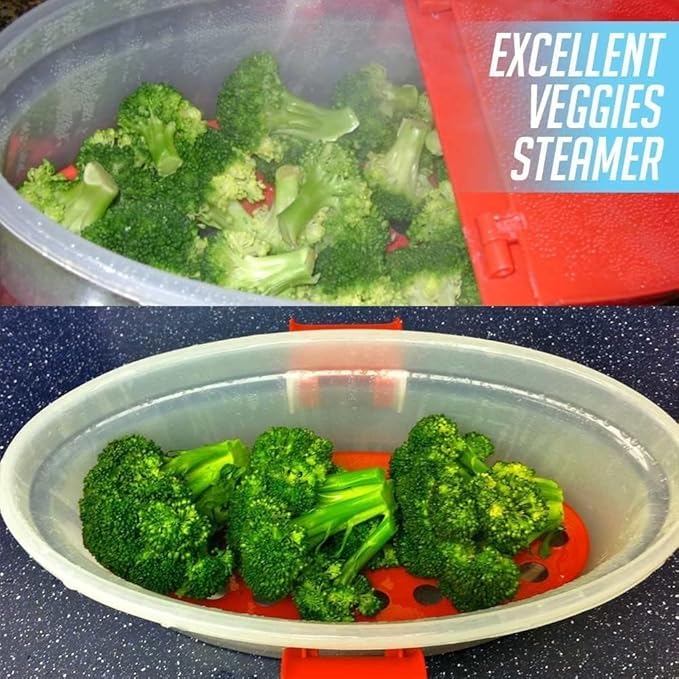 Microwave Pasta Boat with Strainer - Cooker for Rice, Vegetables, Chicken