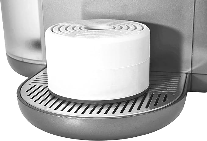 Elevate Anti-Splash Cup Riser Accessory for most Keurig K-cup, Cuisinart Single Serve, and other Coffee Makers, Adjustable for Cup Size and Drip Tray Type (White with Black Base)