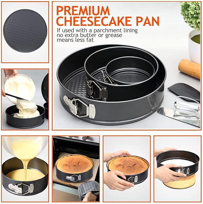 Cake Pan Set, Round Cheesecake Pan, Nonstick Cake Pan with Removable Bottom for Cheesecakes, Yogurt Cakes, Mousse, Coffee Cakes (24/26/28)