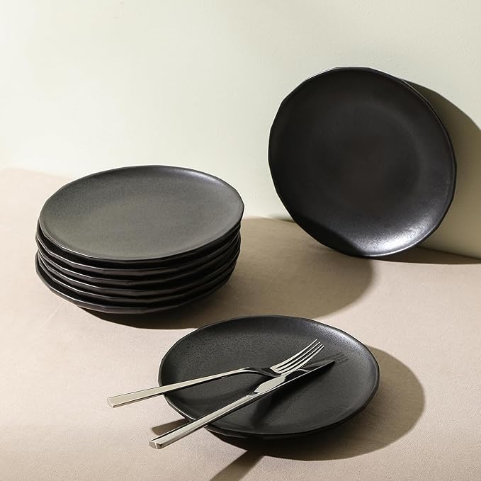 Stone Lain Rio 4-Piece Salad Plate Set Stoneware, Black