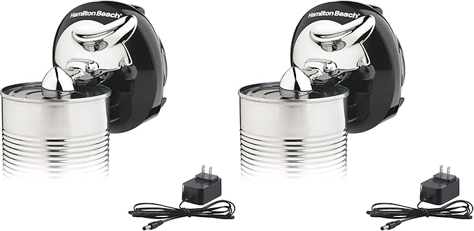 Hamilton Beach Walk 'n Cut Electric Can Opener for Kitchen,Use On Any Size,Automatic and Hand-Free,Cordless & Rechargeable,Easy Clean Removable Blade,Black (76501G),(Pack of 2)