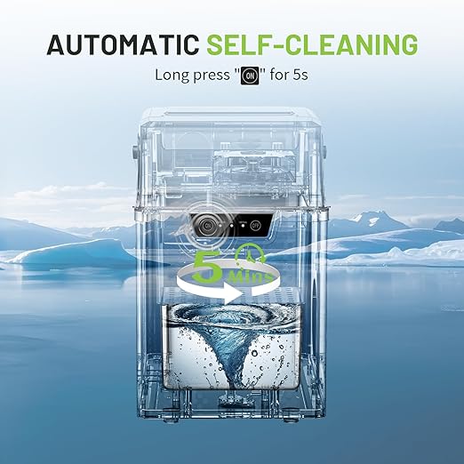 Nugget Countertop Ice Maker with Soft Chewable Ice 40Lbs, Pebble Sonic Ice Machine with Basket and Scoop, Ready in 5 Mins, 40Lbs/24H, Auto Self-Cleaning, for Home, Kitchen, Office, Party, Camping