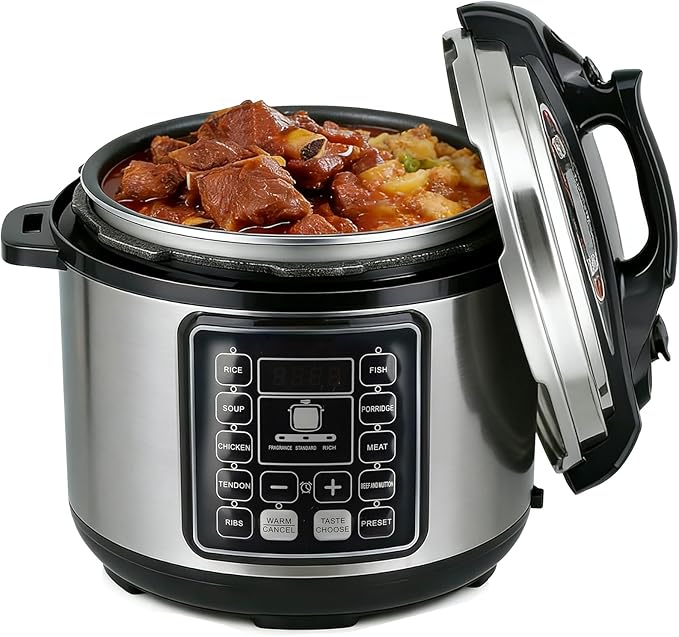 10 in 1 Electric Pressure Cooker with 24-Hour Reservation Function, 6L, Slow Cooker, Rice Cooker, Wok, Cake, Yogurt, Make Cooking Easier (Black)