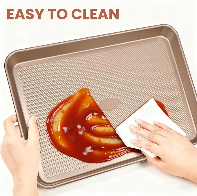 Baking Sheet with Wire Rack Set, 2 Sheet Pans(17.5'' X 11.8'') with 2 Cooling Racks, Includes 50 Sheets of Parchment Paper, Thickened Nonstick Cookie Sheet for Baking, Carbon Steel Baking Pan