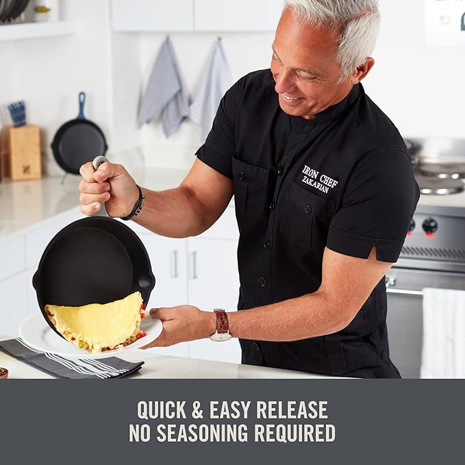 Zakarian x Dash Nonstick Cast Iron Grilling and Roasting Pan - Oven-Safe Cookware - Titanium Ceramic Nonstick Coating - Great for Roasting Veggies, Meats, and More - Black, 11-Inch