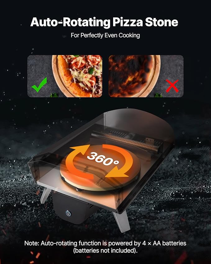 VEVOR Wood-Fired Pizza Oven Outdoor, 12" Auto Rotate Pizza Ovens, Portable Pellet Pizza Maker with Thermometer & Electric Rotating System, Pizza Stone, Carry Bag & Shovel for Backyard, Patio, Camping