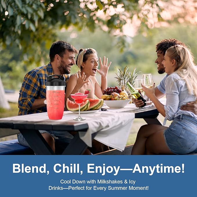 Colarlemo 12-Piece Smoothie Blender Maker 25,000 RPM Personal Blender for Ice Crushing Smoothies & Frozen Drinks Nuts with 23oz, 32oz, 37oz Portable Cups Two 6-Leaf Stainless Steel Blades, Ash Blue