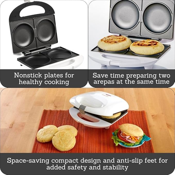 IMUSA 2 Slot Electric Arepa Maker, White