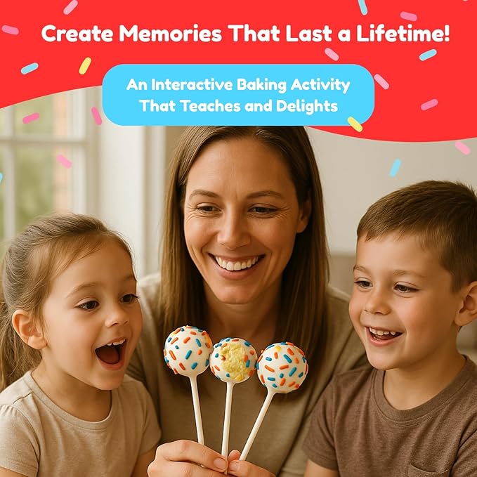 Little GF Chefs DIY Cake Pop Baking Kit for Kids | Gluten Free Confetti Cake Pops Baking Supplies Gift Set with Vanilla & Frosting Mix Ingredients Step-by-Step Instructions Dessert Kids Birthday Party