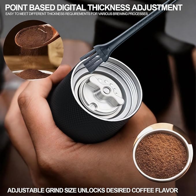 Manual Coffee Grinder, Adjustable Grinding Settings, Stainless Steel Burrs, Portable Hand-Cranked Coffee Grinder, For Espresso, Drip Filter, French Press Filter, Compact And Durable (black)