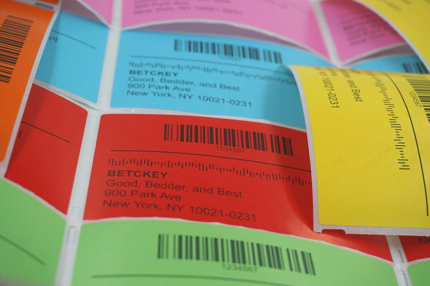 BETCKEY - 2" x 1.5" UPC Barcode & Address Labels Compatible with Zebra & Rollo Label Printer,Premium Adhesive & Perforated[Red, 6 Rolls, 6000 Labels]