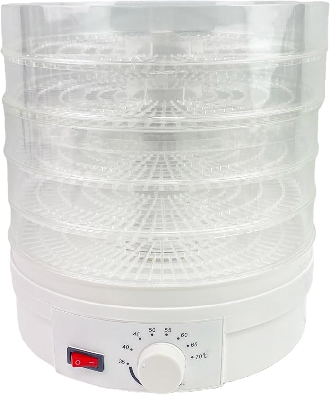5 Tier Food Steamer with Stackable Baskets, Adjustable Temperature Control, Auto Shutoff, White