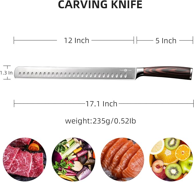 Turkey Carving Knife, 12 Inch High Carbon Stainless Steel Super Sharp BBQ Knife With Ergonomic Solid Wood Handle, Perfect For Thanksgiving And Christmas