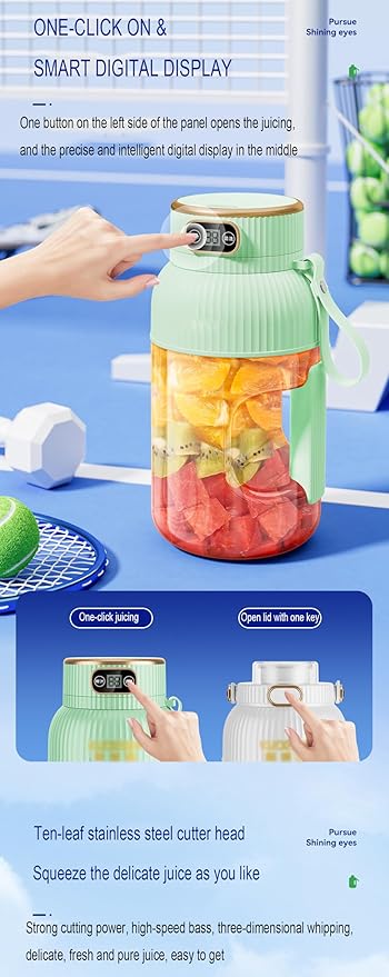Large-capacity personal size blenders, powerful motor driving ten-blade cutter head, dual large-capacity batteries, TYPE-C fast charging head, 40Oz (1200ml) large capacity (green)