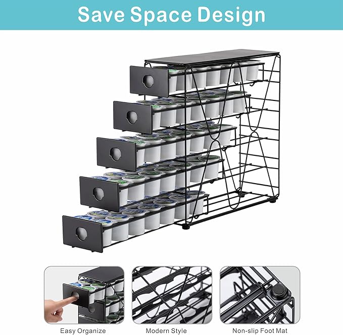 FlagShip K Cup Organizer for Keurig Pod Drawer Large Mullti Tier Coffee Pod Holder(70 Pods Capacity)