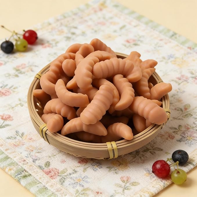 2PCS Silicone Croissant Molds, 12-Cavity Small Caterpillar Shaped Baking Pan for Cookie, Chocolate, Candy, Bread, Pastry, Cake Decoration
