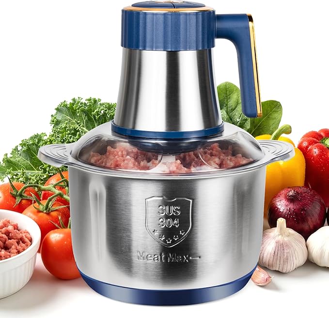 20 Cups Large Capacity Food Processor,5 Speed Electric Meat Grinder Vegetable Chopper,500W Powerful Motor 6 Bi-Level Blade Meat mincer for Vegetable, Nuts, Onion, Garlic with 304 Stainless Steel Bowl