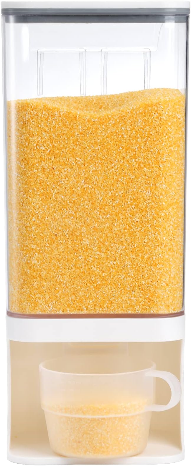 AVLA Rice Dispenser, Wall-Mounted Laundry Detergent Container, Cereal Dry Food Storage Bucket with Measuring Cup, Kitchen Grain Organizer with Lid, BPA-Free, for Beans, Laundry Scent Bead, Pet Food