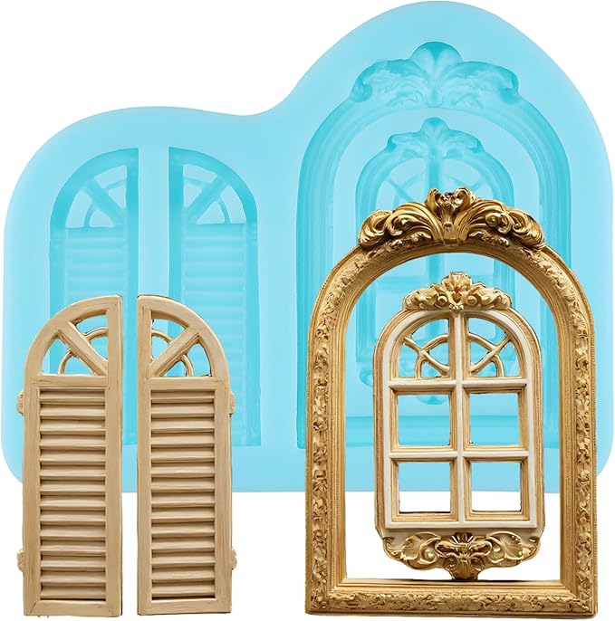 Window Fondant Molds Window Silicone Chocolate Mold for Cake Decorating Cupcake Topper Candy Gum Paste Polymer Clay