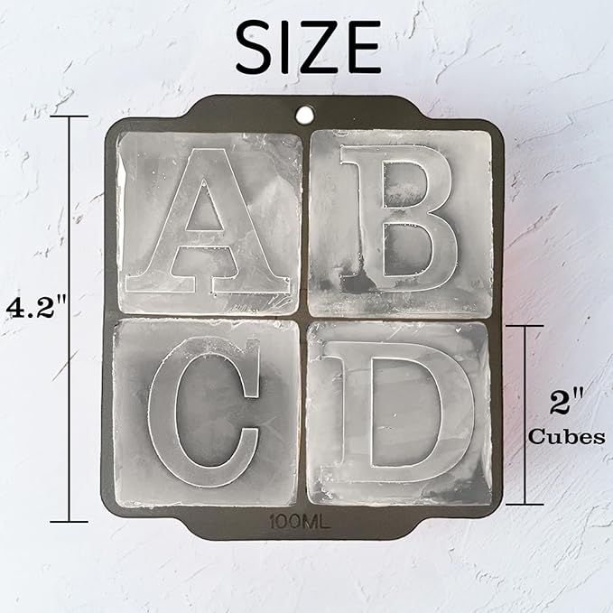 Letter E Monogram Ice Cube Mold Custom Ice Cube Mold 2 Inch Big Initials Silicone Ice Cube Tray Gifts for DAD Gifts for Him