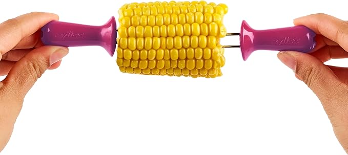 ZYLISS Corn Holders Set - Metal Skewers Corn on the Cob Holders - BBQ Skewers for Corn on the Cob - Comfort Grip Corn Cob Holders - Stainless Steel Skewers - Glossy - 8 Piece Set / 4 Pairs