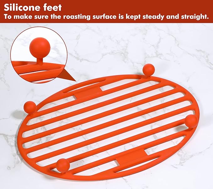 Webake Roasting Rack Oval Silicone 11x8 Inches Cooling Drying Rack Kitchen Cooking Rack for Baking Roasting Pan, Heat-Resistant Silicone Trivet