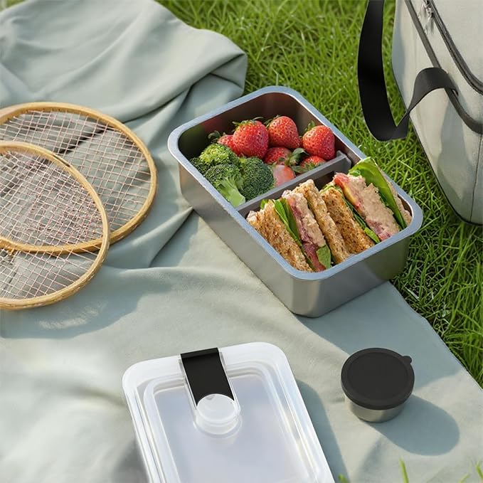 Bakpoco Stainless Steel Bento Lunch Box Set for Adult - 42oz Leak-Proof Bento Lunch Box Container with Thermo, Insulated Bag for Work Travel Dining Out