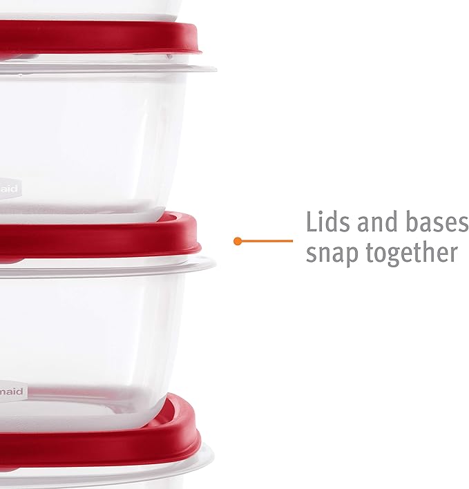 Rubbermaid EasyFindLids Food Storage and Organization Containers, 3-Pack, Racer Red, BPA-Free, Microwave & Dishwasher Safe