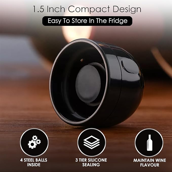 GOCHA | Champagne Stoppers With Vacuum Built-in | 1.5 inch Silicone Twist Top Wine Stopper | Reusable, Leak Proof (1 Wine + 1 Champagne Cork Stopper) | (Pack of 2)