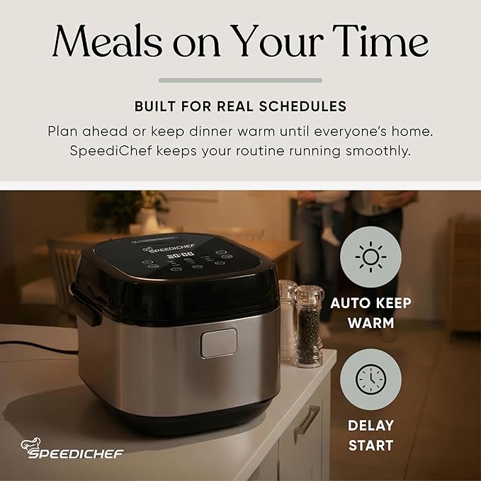 10-Cup Rice Cooker with Steamer Basket | Smart Rice Maker with Easy-to-Clean Nonstick Inner Pot | Delay Timer & Keep Warm Settings | Non-Toxic & BPA-Free | Ideal for Family Meals, Stainless Steel